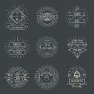 Handmade logo or crafts emblems vintage vector set