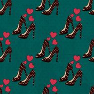 Seamless background of brown shoes with polka dots