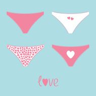 set of womens pink underwear panties Love card