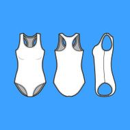 Front back and side views of blank swimsuit N4