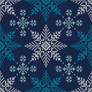 Winter Holiday Seamless Knitted Pattern with Snowflakes