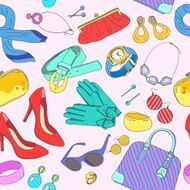 Seamless pattern of woman accessories Vector Illustration