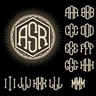set of letters for decoration stylish retro monogram N4