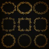 Vector set of gold decorative borders frame N9