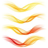 Set of abstract orange waves Vector illustration