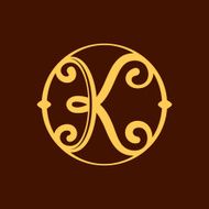 K letter in vintage circle