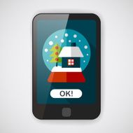snow globe and gifts flat icon with long shadow N15