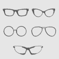 Glasses set Isolated Icons Scribble effect