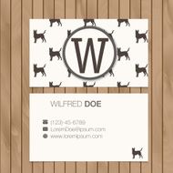 Business card with alphabet letter on a wood background N10