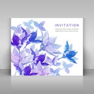 Invitation with blue watercolor flowers