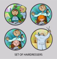 Set of cartoon hairdressers