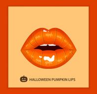 Halloween pumpkin sexy lips lipstick open mouth