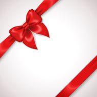 Satin Red Ribbon with Bow Isolated on White