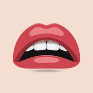 Vector Woman Mouth with white Teeth and red Lips