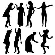 Vector silhouette of women N58