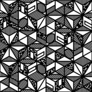 abstract black and white cube geometric pattern in style of