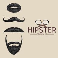 Hipster mustache set Retro hand drawn-Vector illustration