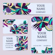Business cards with colorful flowers Card or invitation Vintage decorative elements N8