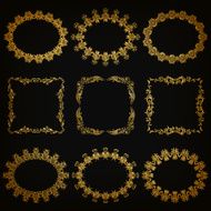 Vector set of gold decorative borders frame N10