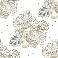 Hand drawing oak elements seamless pattern N2