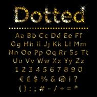 Gold dotted metal alphabet set letters numbers and signs
