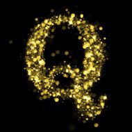 Sparkling letter Q of glittering stars bokeh