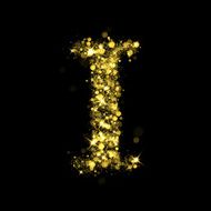 Sparkling letter I of glittering stars bokeh