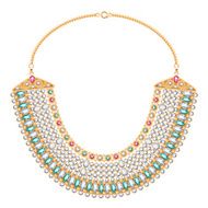 Chains and gemstones golden metallic necklace