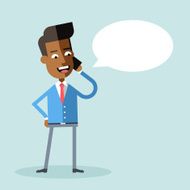 Handsome african american businessman suit talking on the phone