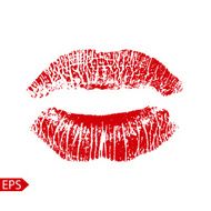 Print of red lips Vector illustration on a white background N8