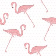 Seamless pattern with pink flamingos