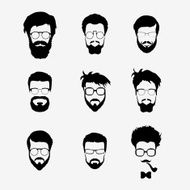 Vector set of hipster style haircut glasses beard mustache