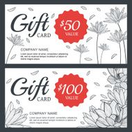 Vector floral gift voucher or card background template Vintage illustration