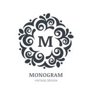 Vector logo abstract design Vintage elegant monogram template N2