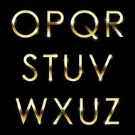 Gold vector metal alphabet set O to Z uppercase