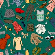 Fashion cartoon seamless background