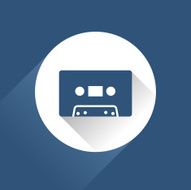 Modern audio icon with cassette and long shadow vector