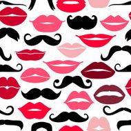 Collection of moustaches and lips Vector illustration seamless pattern
