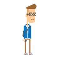Techie guy hipster in polo and hoodie with glasses N2