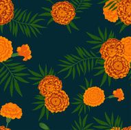 Seamless floral pattern Marigold flowers Swatch is included
