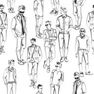 Seamless pattern with elegant men