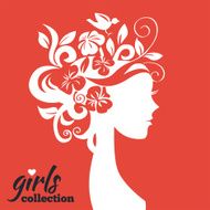 Beautiful woman silhouette with flowers Girls collection N8