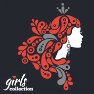 Beautiful woman silhouette with flowers Girls collection N10