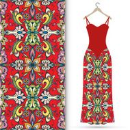 Fashion illustration women&#039;s dress on a hanger with seamless