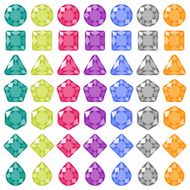 Precious gems Flat icons set