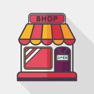 shopping store flat icon with long shadow eps10 N77