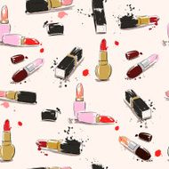 Vector seamless pattern Hand drawing illustration with lipstick N2