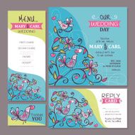 Set of cute wedding cards