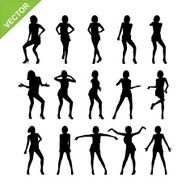 Sexy lady and dancing silhouettes vector set 10