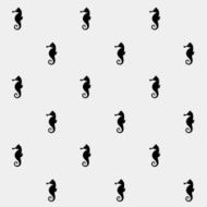 Geometric simple monochrome minimalistic vector marine pattern seahorse N8